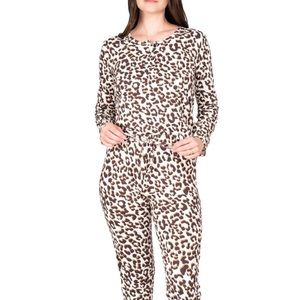 BLIS Brown Leopard Henley Pajama Set Size XL